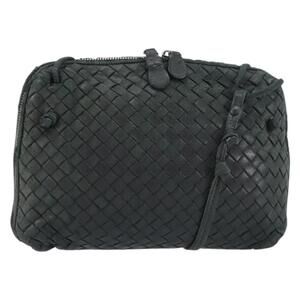 BOTTEGA VENETA INTRECCIATO Shoulder Bag Leather Black Auth ka524